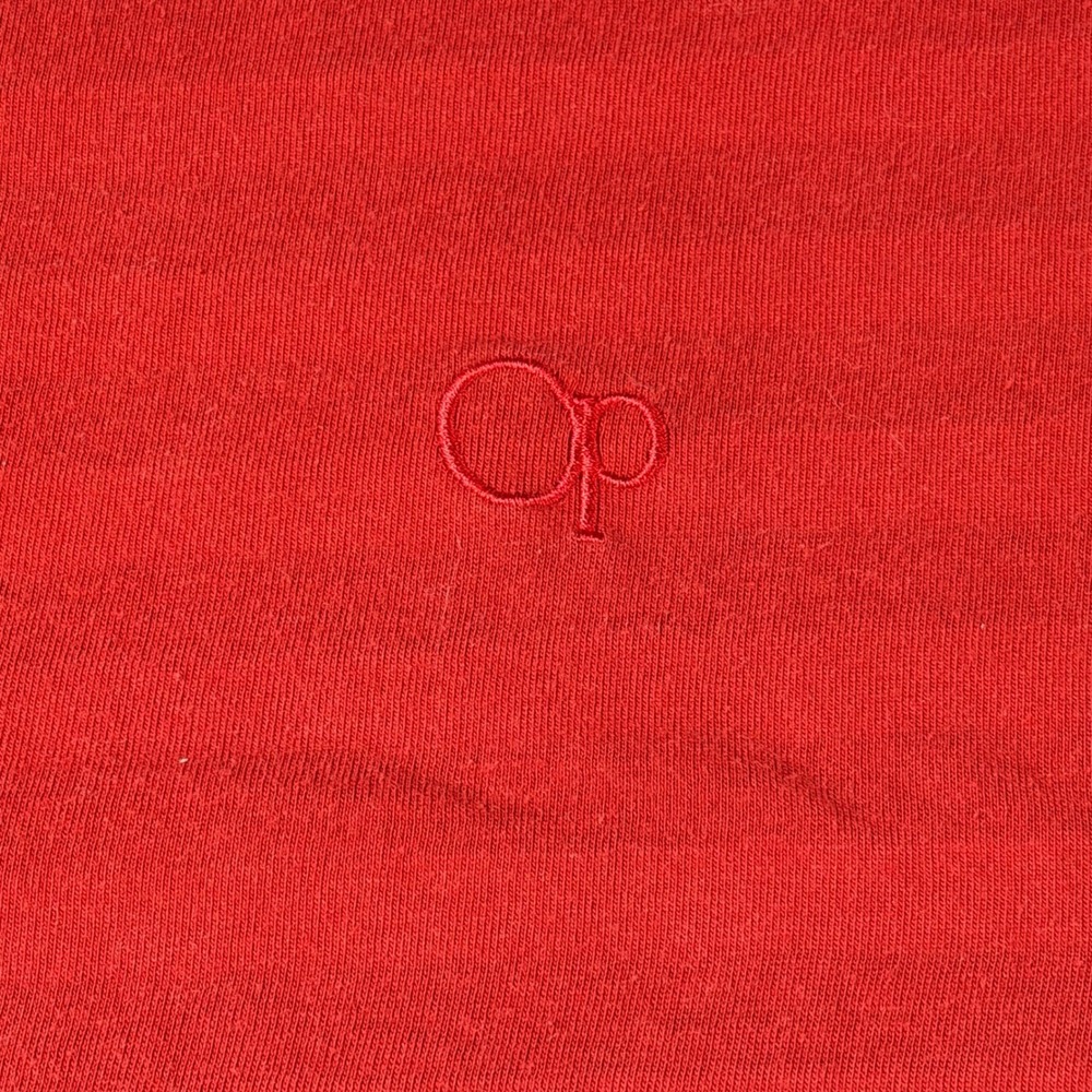 OP Ocean Pacific Mens Red Striped Henley Shirt Short Sleeve Cotton OP Size M - Picture 5 of 8